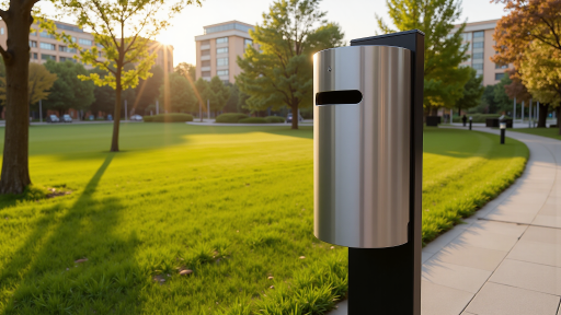 人行道隔离桩产品，不锈钢材质，可移动设计，行人通道安全防护设施